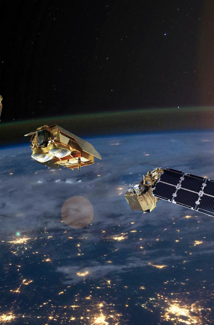 Space header - satellites orbiting the earth